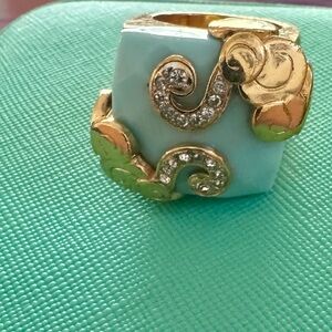 Gold and Turquoise Blue Statement Ring